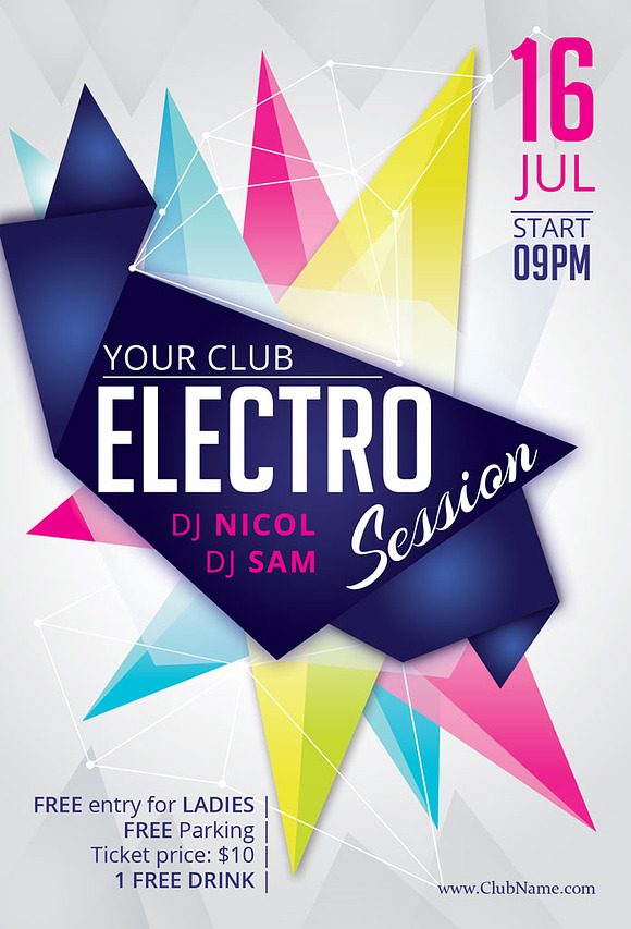Electro House Party Flyer Poster in Flyer Templates - product preview 1