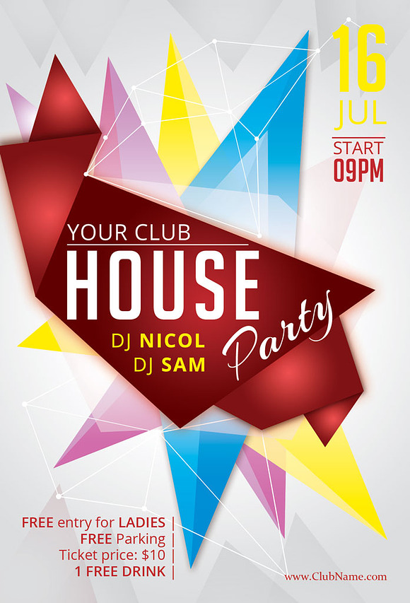 Electro House Party Flyer Poster in Flyer Templates - product preview 2