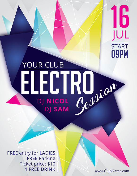 Electro House Party Flyer Poster in Flyer Templates - product preview 3