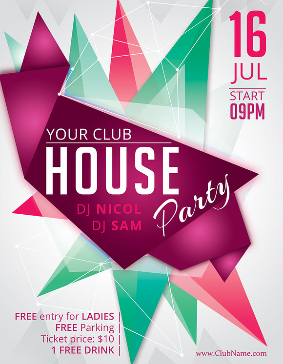 Electro House Party Flyer Poster in Flyer Templates - product preview 6