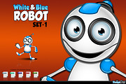 White & Blue Robot Character - Set 1