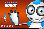 White & Blue Robot Character - Set 2