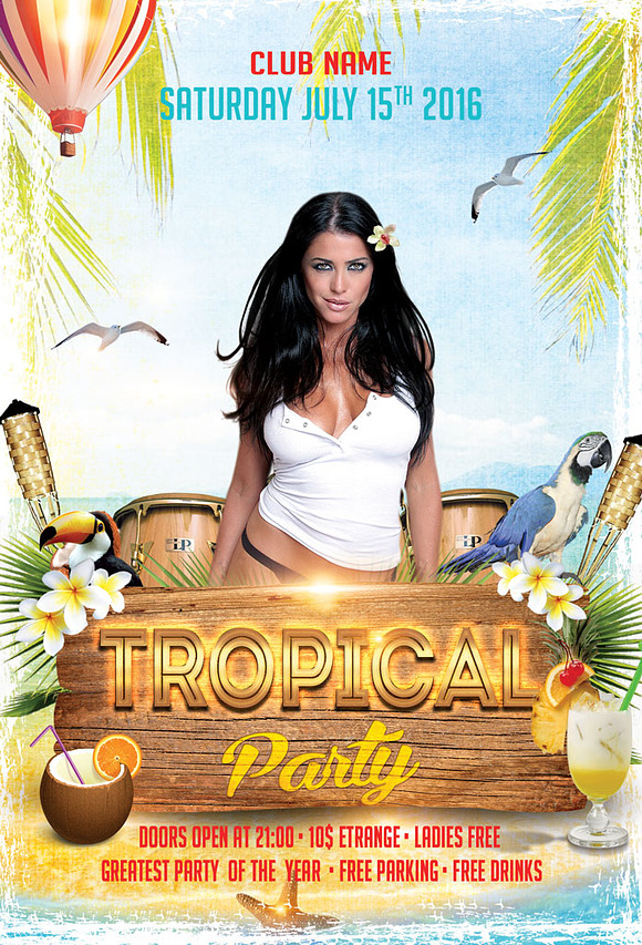 Tropical Summer Party Flyer in Flyer Templates - product preview 1