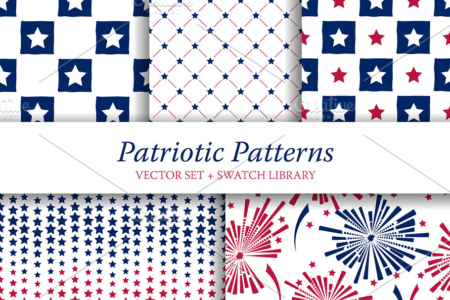  5 Patriotic Seamless Patterns