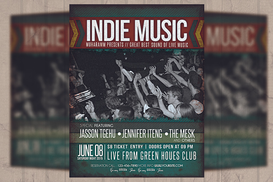 Indi Music Flyer / Poster in Flyer Templates - product preview 8