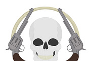 Skull with revolvers icon. Vector