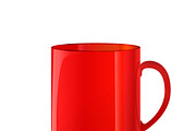 Glossy red cup on white