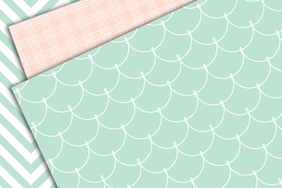Linear Mint & Salmon - Digital Paper in Graphics - product preview 8