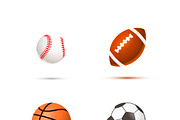 Set of realistic sport balls