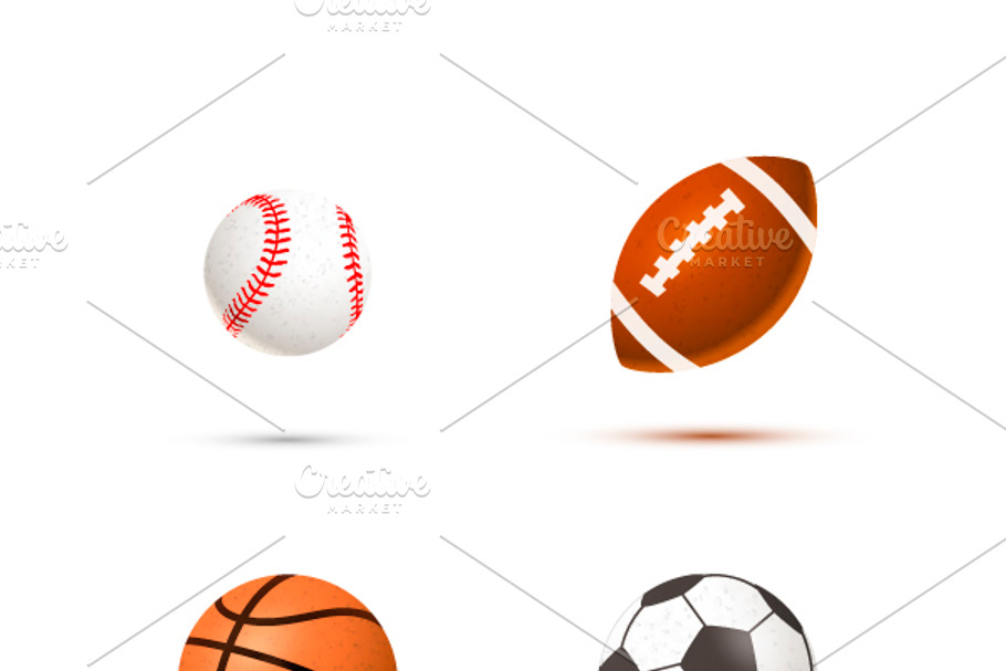 Set of realistic sport balls in Objects - product preview 8