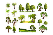 Trees, nature, forest, vector set
