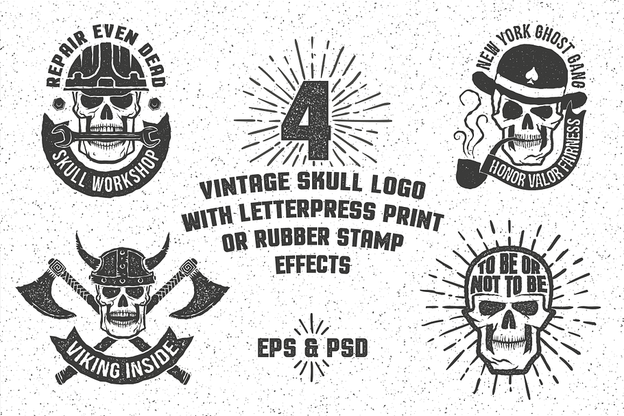 Skull logo with rubber stamp effect in Logo Templates - product preview 8