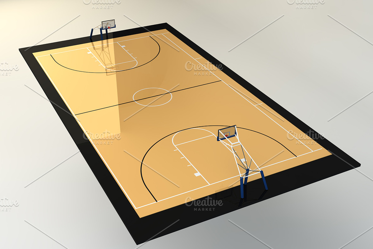 3D Illustration of Basketball Court in Graphics - product preview 8