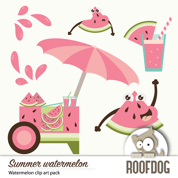 Summer Watermelon clipart in Illustrations - product preview 2