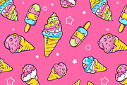 Set of patterns with ice creams