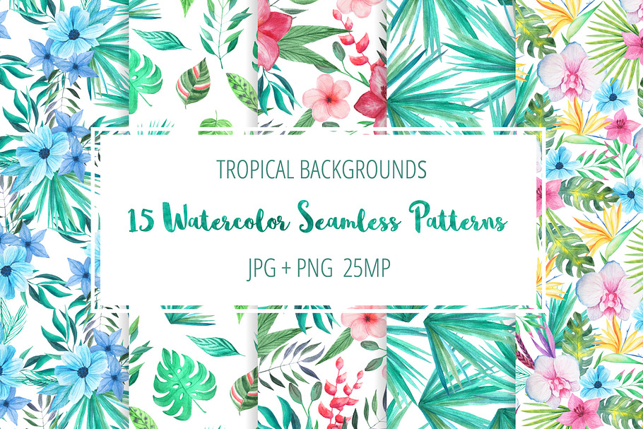 Tropical Floral Seamless Patterns in Patterns - product preview 8