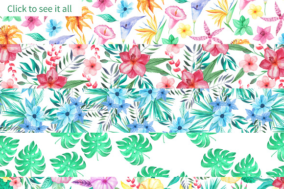 Tropical Floral Seamless Patterns in Patterns - product preview 1