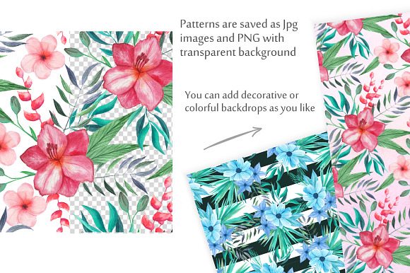 Tropical Floral Seamless Patterns in Patterns - product preview 5