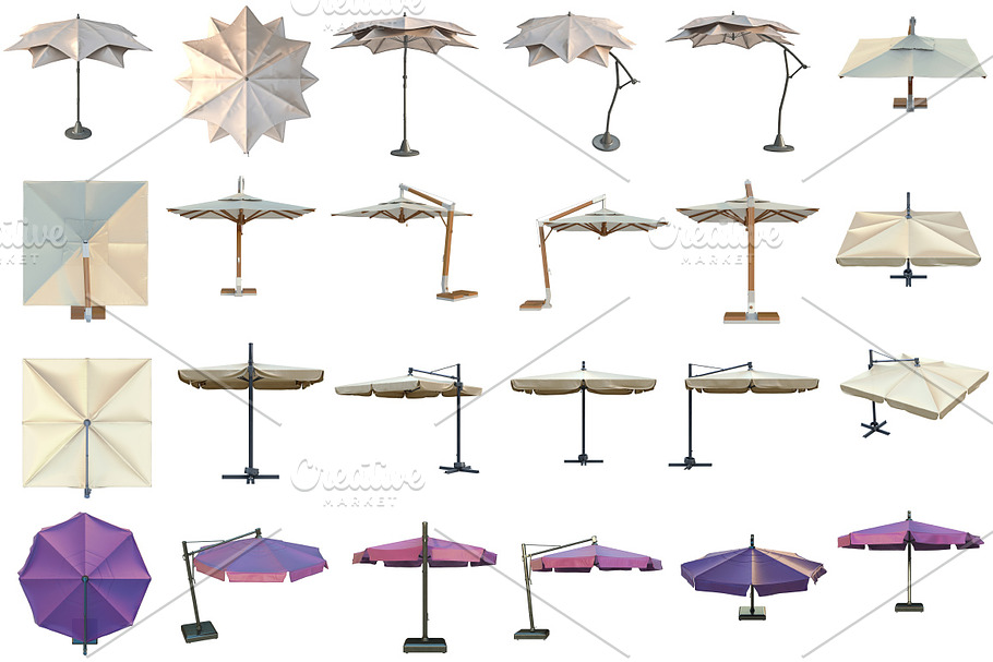 Set beach umbrella, isolated