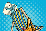 deck chair with beach things women