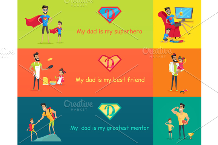Super Dad with his Kids in Illustrations - product preview 8