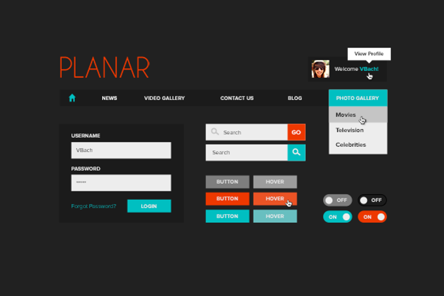 Planar UI Kit in UI Kits and Libraries - product preview 8
