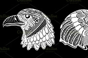 Hand Drawn heads of eagle.