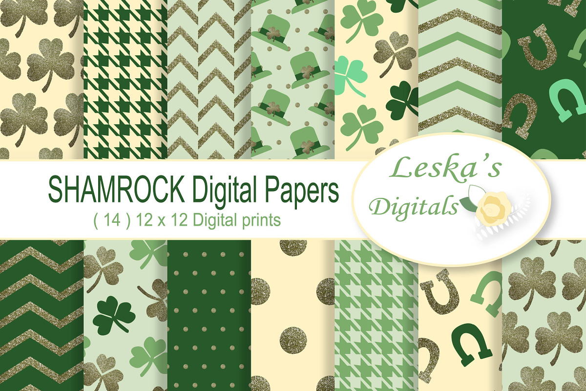 Saint Patrick's Digital Paper Pack in Patterns - product preview 8