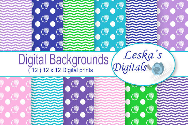 Dots and Chevron Digital Paper Pack