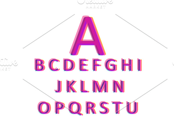 3D font pink vector