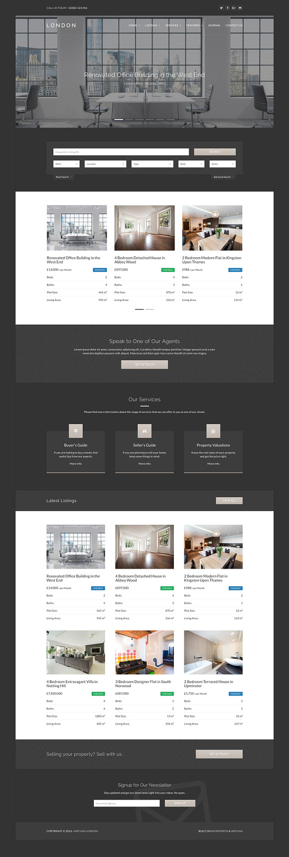 Real Estate WordPress WPCasa London in WordPress Business Themes - product preview 1