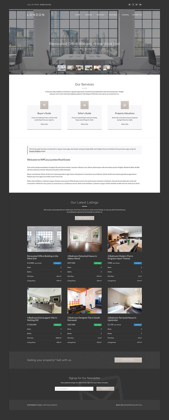 Real Estate WordPress WPCasa London in WordPress Business Themes - product preview 2