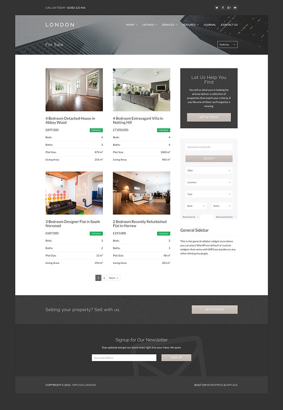Real Estate WordPress WPCasa London in WordPress Business Themes - product preview 5