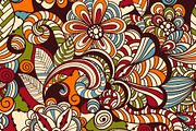 Vector Seamless Doodle Floral Patter