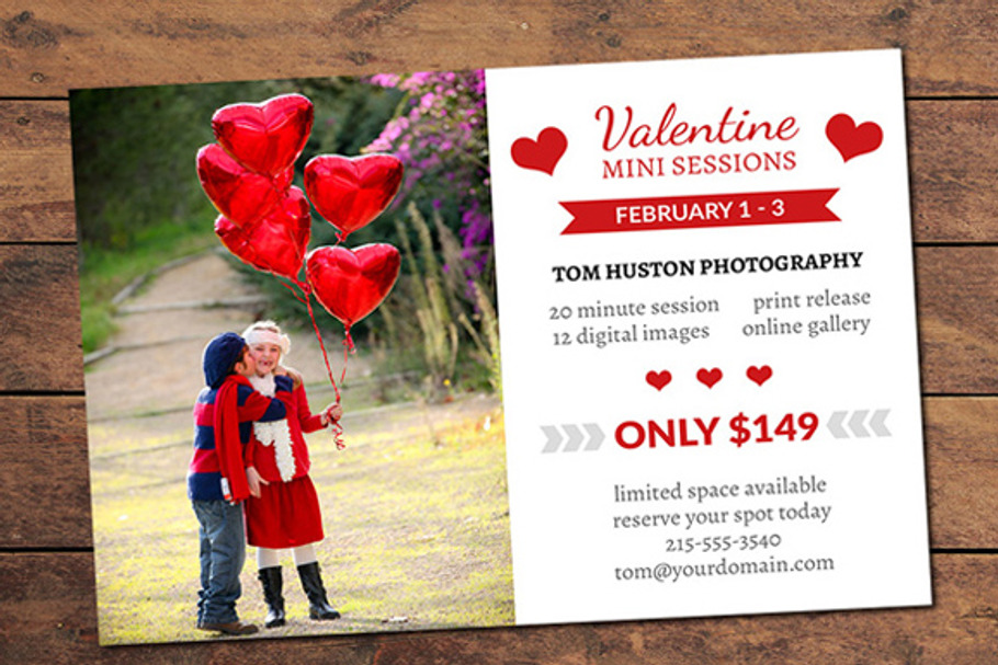 Valentine Mini Session Card in Card Templates - product preview 8