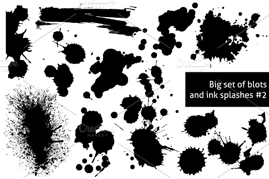 Big set of blots and ink splashes #2 in Objects - product preview 8