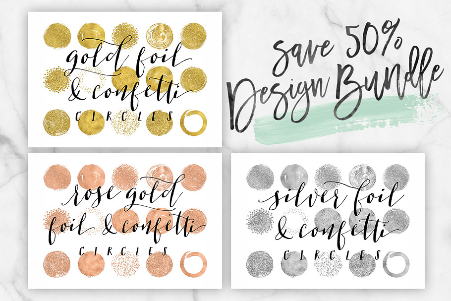 50% off Silver Rose Gold Foil Circle in Objects - product preview 8