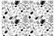 Seamless pattern drawing of leaves