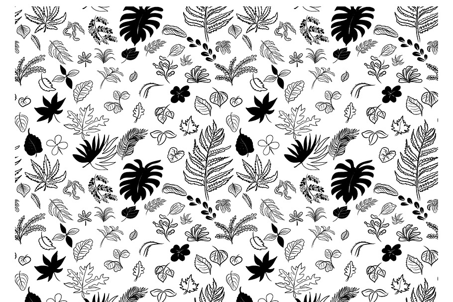 Seamless pattern drawing of leaves in Patterns - product preview 8