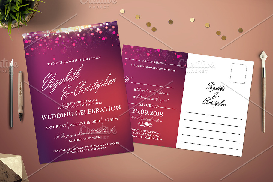 Celebration Lights Wedding Invite