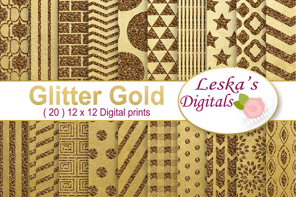 Gold Glitter Digital Paper Pack