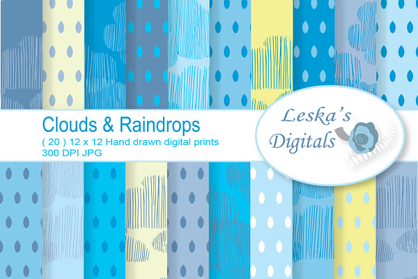 Rain and Clouds Digital Papers