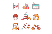 Kindergarten education icons