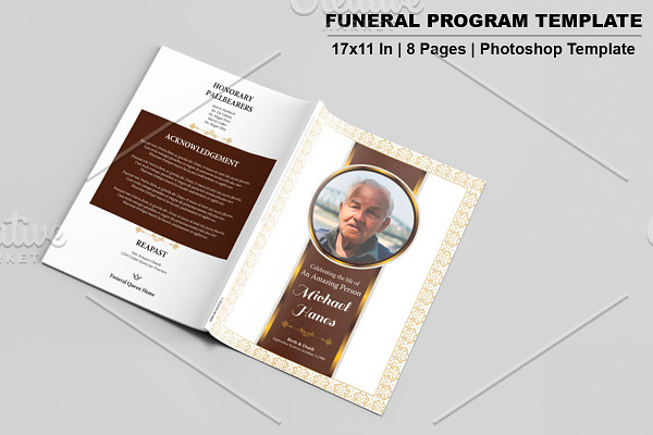Funeral Program Template-8 Page-V533