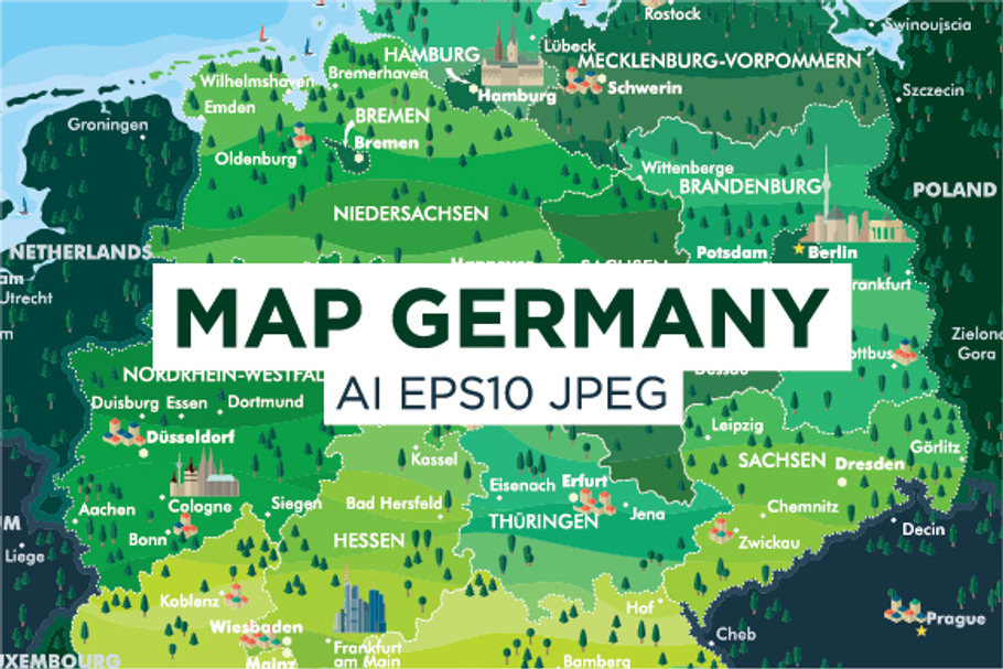 Map Germany in Illustrations - product preview 8