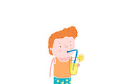 Boy drinking lemonade