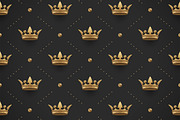 Seamless gold pattern with crowns