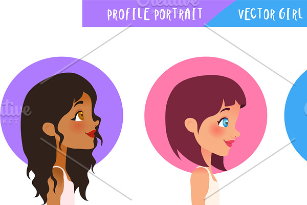 Profile Portrait - Vector Girl Set