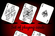 Playing cards on a red background