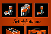 Batteries on a brown background
